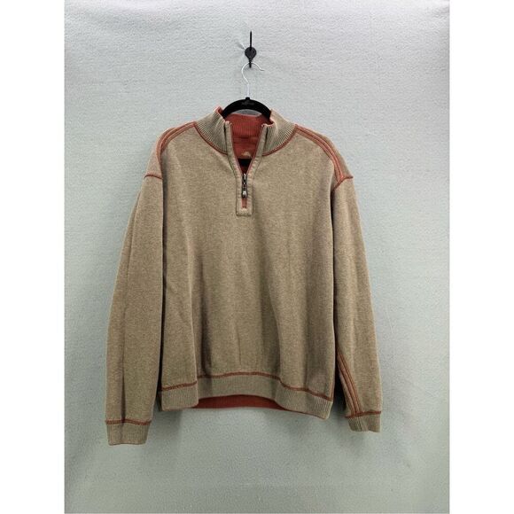 Tommy Bahama Mens Orange & Gray Flip Coast Half Zip Reversible Pullover XL - Picture 6 of 7